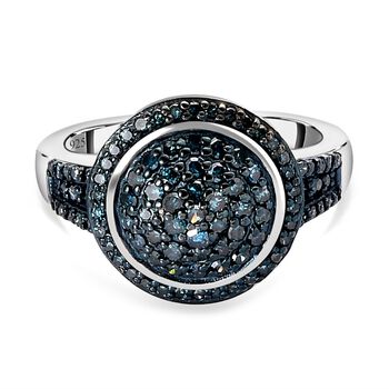 Blauer Diamant Ring, 925 Silber platiniert, (Gr&ouml;&szlig;e 19.00), ca. 0.75 ct