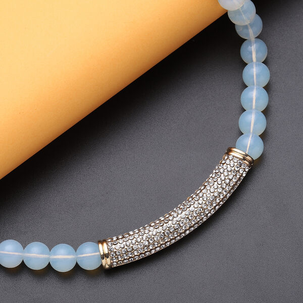 Opalit und wei&szlig;e Kristall-Halskette, ca. 49.5 cm,  goldfarben ca. 214,00 ct image number 2