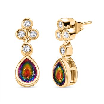 , Wei&szlig;er Zirkon Ohrringe 925 Silber vergoldet ca. 3,18 ct.