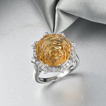 D'Joy Citrin und Moissanit Ring - 13,66 ct.