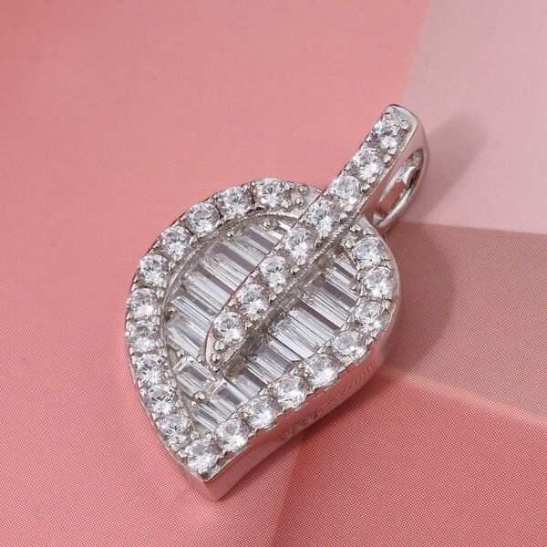 LUSTRO STELLA - Wei&szlig;er Zirkonia Blatt Anh&auml;nger 925 Silber rhodiniert image number 1