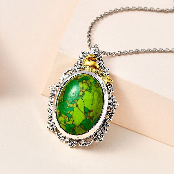 Grüner Mojave-Türkis-Anhänger mit 50cm Kette - 14,01 ct. image number 2