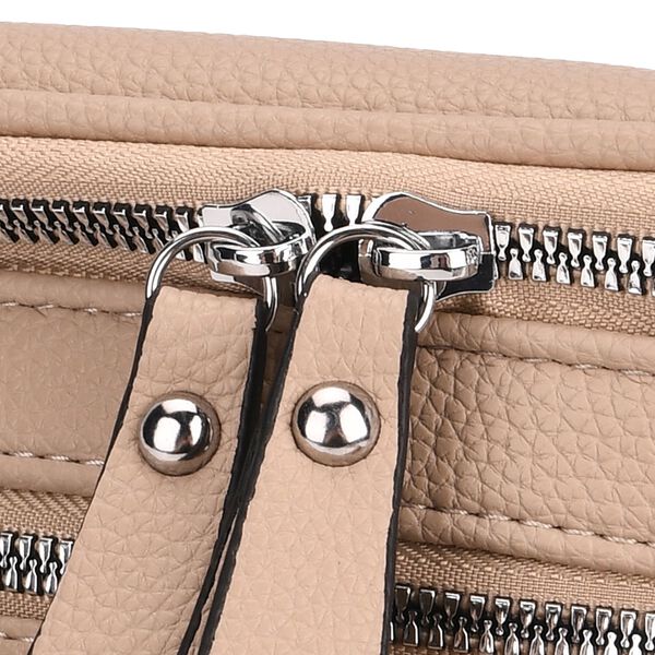 PU Crossbody Tasche mit gemustertem Riemen, 22x8x19cm, Beige image number 7