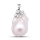 Süßwasser Perlen und weißer Zirkonia-Anhänger, 925 Silber rhodiniert ca. 0.10 ct
