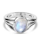 Regenbogen Mondstein-Ring, 925 Silber platiniert (Größe 16.00) ca. 1,89 ct