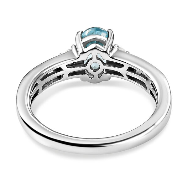 Kambodschanischer, blauer Zirkon und weißer Zirkon-Ring, 925 Silber platiniert  ca. 1,63 ct image number 6