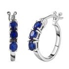 Masoala Saphir (Fissure gefüllt) Creolen, 925 Silber platiniert ca. 1.30 ct