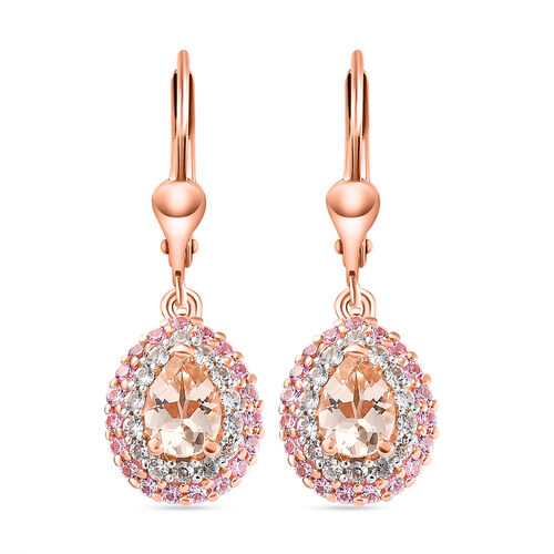 Marropino Morganit und rosa Saphir-Ohrringe, 925 Silber Roségold Vermeil, ca. 2,27 ct image number 0