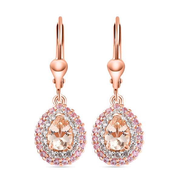 Marropino Morganit und rosa Saphir-Ohrringe, 925 Silber Roségold Vermeil, ca. 2,27 ct image number 0