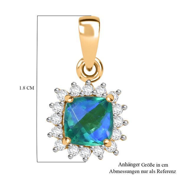 Pfau Triplett Quarz und Zirkon Anh&auml;nger, 925 Silber 750 vergoldet - 1,44 ct. image number 6