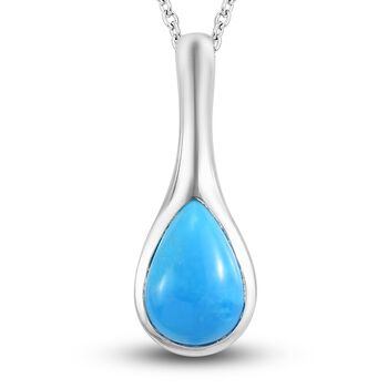 Nat&uuml;rlicher Sleeping Beauty T&uuml;rkis Anh&auml;nger mit Box Kette ca. 50 cm 925 Silber platiniert 2.36 ct