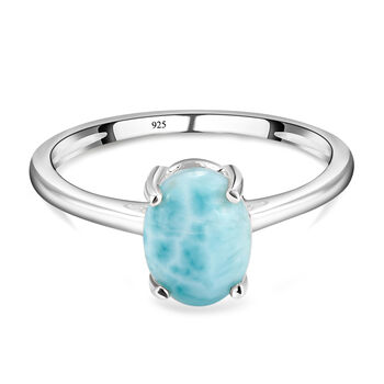 Larimar-Ring, 925 Silber (Gr&ouml;&szlig;e 17.00) ca. 1,48 ct