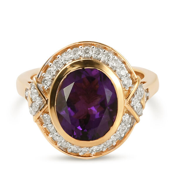 Lusaka Amethyst und Zirkon Ring 925 Silber vergoldet  ca. 4,13 ct image number 6
