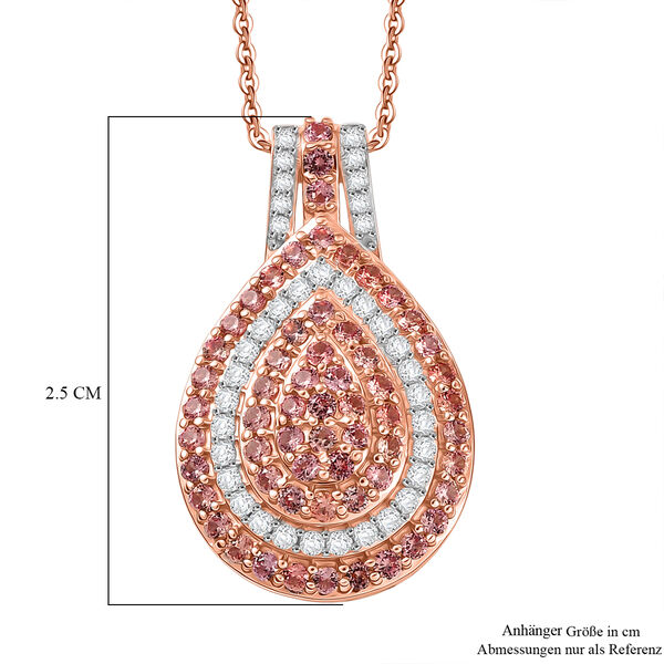 D'Joy AAA Padparadscha Saphir Schmuckset ca. 50 cm 925 Silber 750 Roségold Vermeil ca. 1,77 ct. image number 6