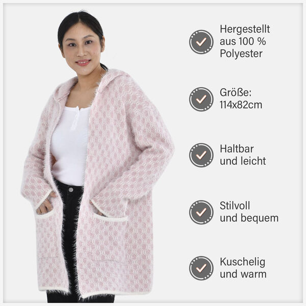 Winter Hoodie mit Kapuze, weiß und rosa image number 6