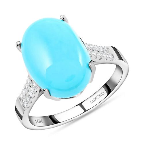 LUXORO zertifiziert und geprüft AAA Sleeping Beauty Türkis und Diamant Ring in 417 Weißgold - 5,50 ct. image number 0