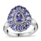 Tansanit und weißer Zirkon-Ring, 925 Silber platiniert  ca. 2,22 ct image number 3