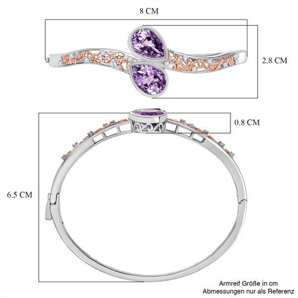 AA Rose De France Amethyst, Weißer Zirkon Armreif ca. 19 cm Nickelfreies Messing ca. 10,44 ct. image number 6