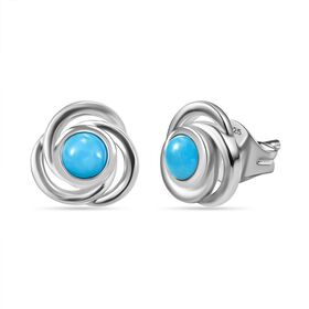 Sleeping Beauty Türkis Ohrringe, 925 Silber platiniert - 1,07 ct.