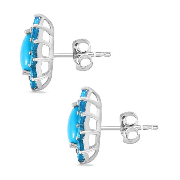 AA Sleeping Beauty T&uuml;rkis und Neon Apatit Ohrringe - 3,84 ct. image number 4