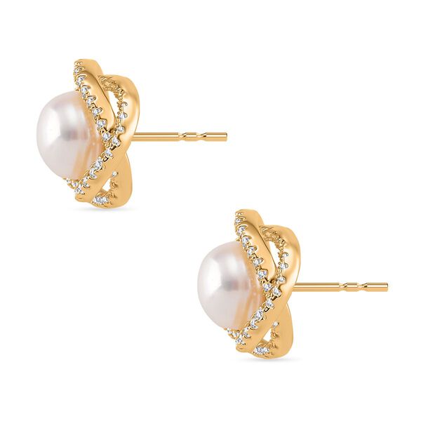 Wei&szlig;er Zirkonia und S&uuml;&szlig;wasserperle Ohrringe und Anh&auml;nger mit 50+5cm Kette image number 11