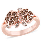 Natürlicher Champagner Diamant Blumen Ring 925 Silber Roségold Vermeil image number 6