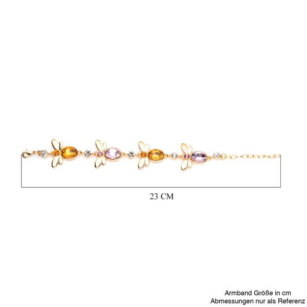 2er Set - Champagner Kristall Armband und Ohrringe, Goldfarben image number 5