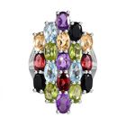 Mehrfarbiger Edelstein-Ring, 925 Silber platiniert (Größe 17.00) ca. 9,45 ct