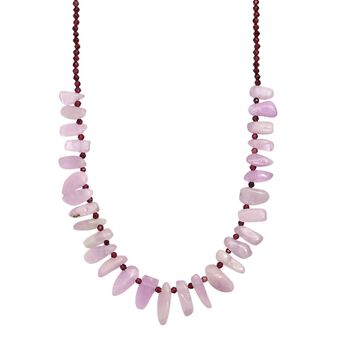 D'Joy Kunzit und Rhodolith Granat 45+5cm Halskette - 123 ct.