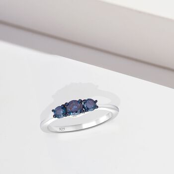 Blauer Diamant-Ring, 925 Silber platiniert  ca. 0,50 ct