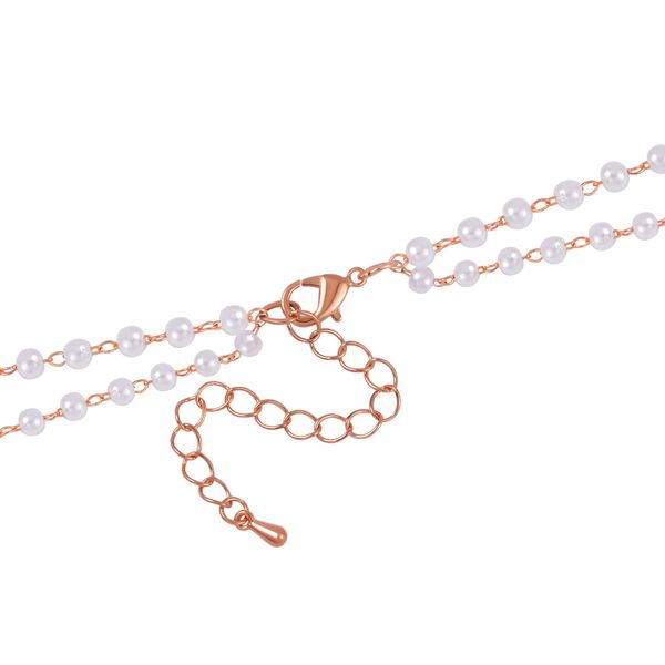 Kunststoff Perle, Weißer Kristall Halskette ca. 75 cm Reines Messing image number 4