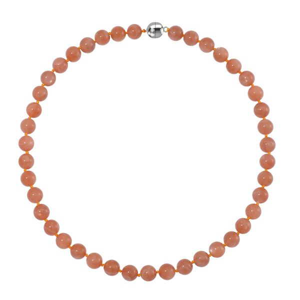 Pfirsich Mondstein Halskette ca. 50 cm 925 Silber rhodiniert ca. 335.00 ct image number 2