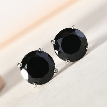 Schwarzer Spinell Ohrstecker 925 Silber platiniert ca. 3,30 ct