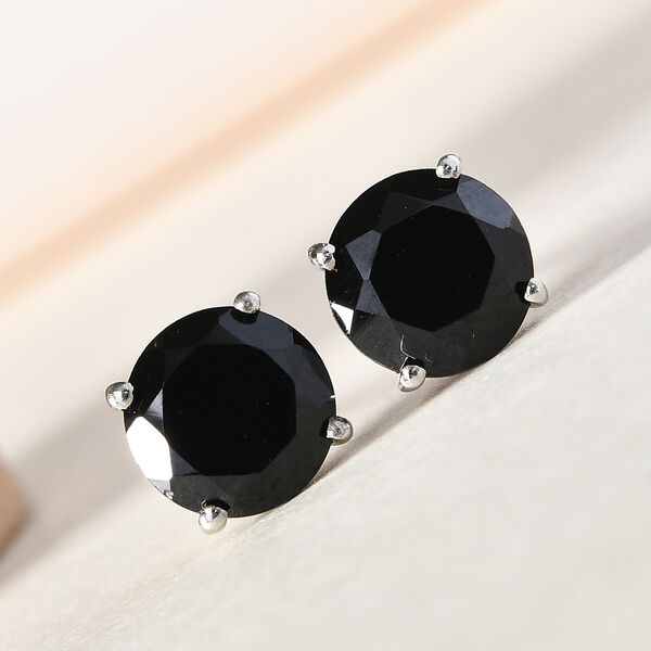 Schwarzer Spinell Ohrstecker 925 Silber platiniert ca. 3,30 ct image number 2