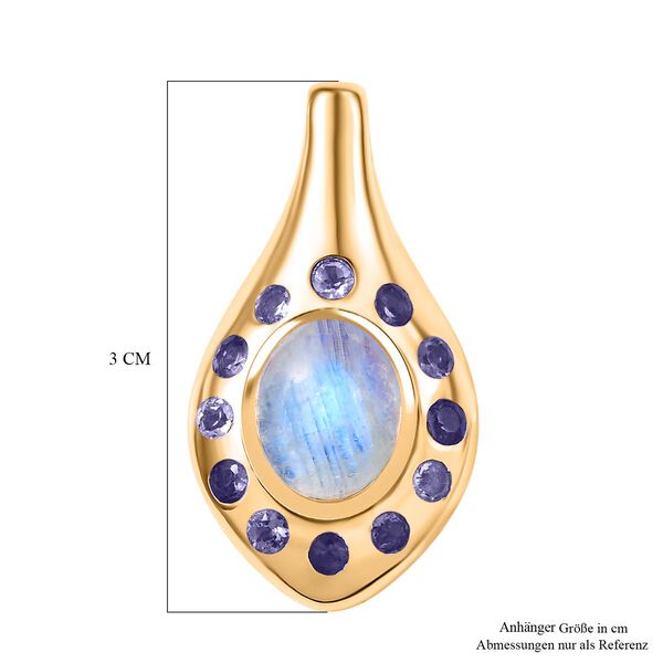 Regenbogen Mondstein, Iolit Anh&auml;nger Messing ca. 3.55 ct image number 6