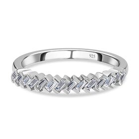 Diamant Band Ring 925 Silber Platin-Überzug