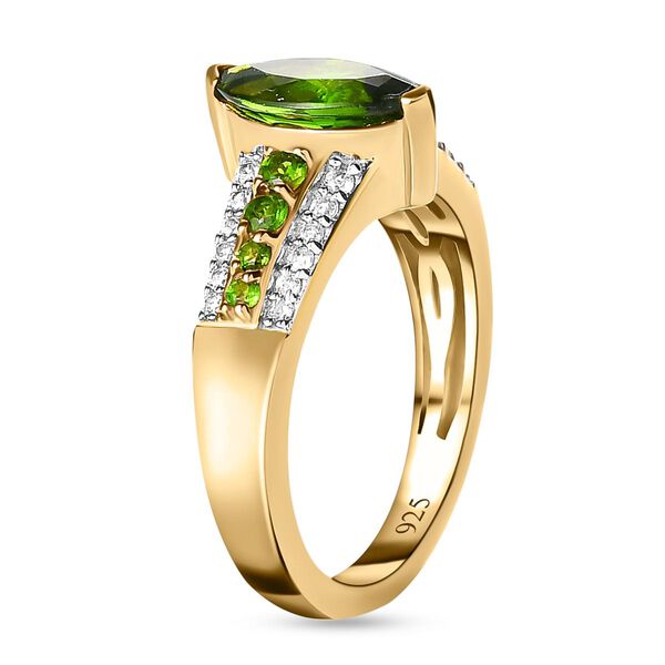 Nat&uuml;rlicher Chromdiopsid-Ring, 925 Silber Gelbgold Vermeil  ca. 1,55 ct image number 6