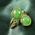 Grüne Jade Bypass Ring 925 Silber Gelbgold-Überzug image number 1
