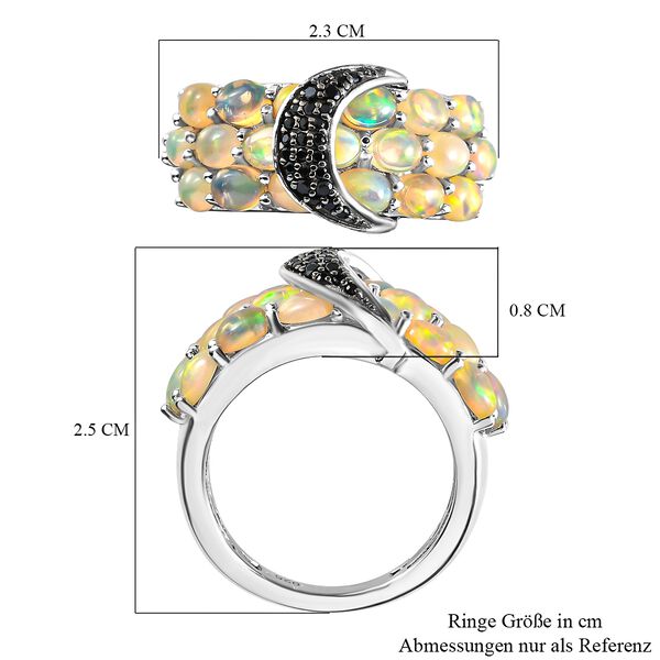 Nat&uuml;rlicher &Auml;thiopischer Opal und schwarzer Spinell Ring 925 Silber platiniert image number 7