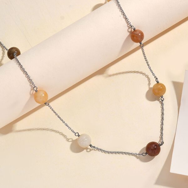 Mehrfarbige Honig Quarz-Halskette, 50 cm - 40 ct. image number 2