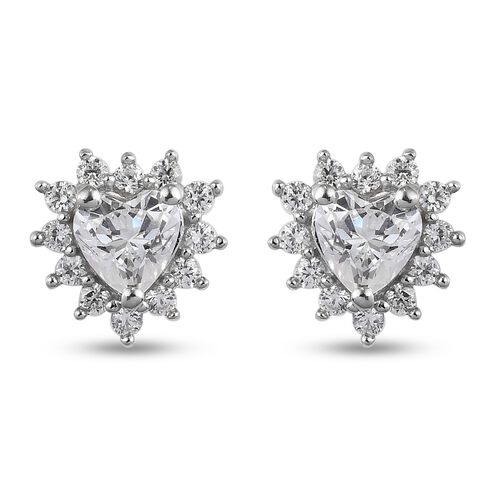 LUSTRO STELLA Hergestellt mit ZIRKONIA Ohrstecker 925 Silber Platin-Überzug ca. 2,06 ct image number 0