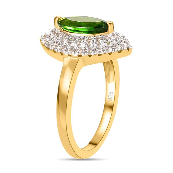 Nat&uuml;rlicher Chromdiopsid und wei&szlig;er Zirkon-Ring, 925 Silber Gelbgold Vermeil (Gr&ouml;&szlig;e 20.00) ca. 1,57 ct image number 5