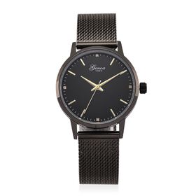 GENOA - Weißer Diamant Uhren 21.5 cm 316L Edelstahl Schwarz ca. 0,04 ct.