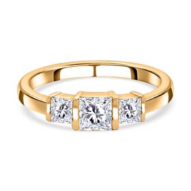 J Francis gefertigt mit SWAROVSKI Zirkonia Ring 925 Silber 750 Gelbgold Vermeil (Größe 21.00)