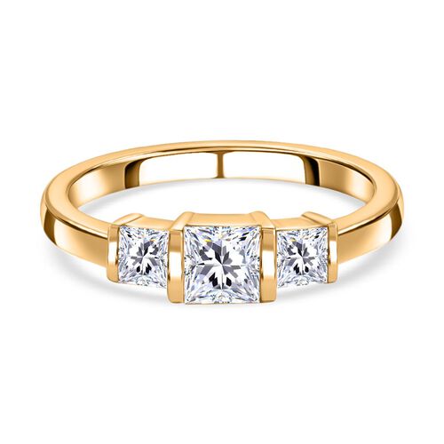J Francis gefertigt mit SWAROVSKI-  Swarovski Zirkonia Ring, 925 Silber 750 Gelbgold Vermeil image number 0