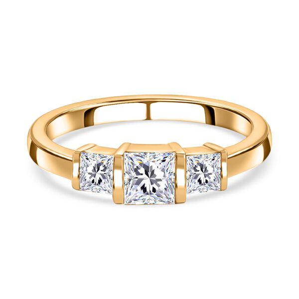 J Francis gefertigt mit SWAROVSKI-  Swarovski Zirkonia Ring, 925 Silber 750 Gelbgold Vermeil