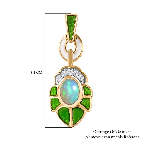 AA Nat&uuml;rlicher, &auml;thiopischer Welo Opal, Wei&szlig;er Zirkon Ohrringe 925 Silber 750 Gelbgold Vermeil ca. 1.24 ct image number 7