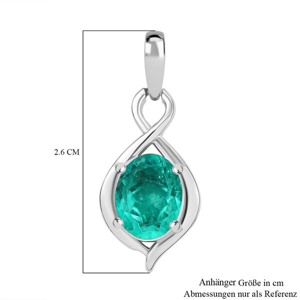 Smaragd-Quarz Triplette Anhänger 925 Silber platiniert ca. 2,03 ct. image number 6