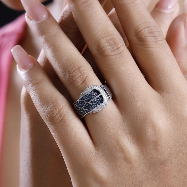 Blauer Diamant Ring 925 Silber rhodiniert (Größe 17.00) ca. 0,50 ct image number 3