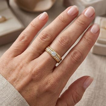 LUXURIANT DIAMOND - Lab Grown Diamant SI-GH Ring 925 Silber 750 Gelbgold vermeil (Gr&ouml;&szlig;e 19.00) ca. 0,33 ct